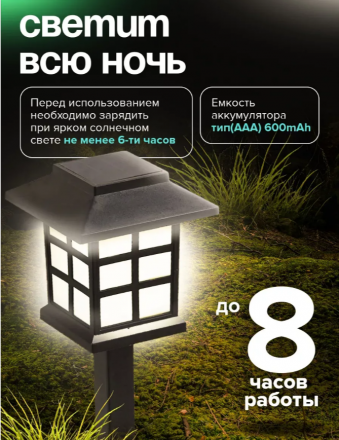 Светильник уличный на солнечной батарее (Домик) (3737)